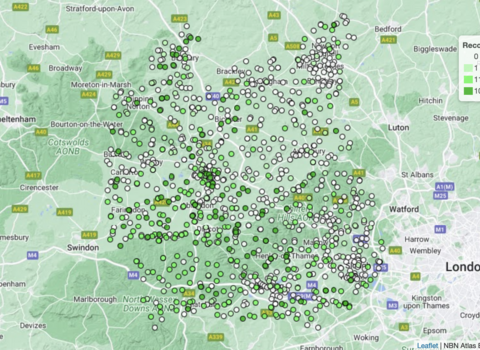 Map showing local burial grounds with species and biodiversity data