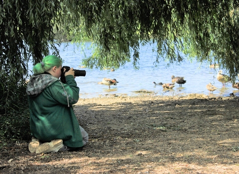 One of the participants on BBOWT's 2023 Youth Nature Photography Project at the Nature Discovery Centre