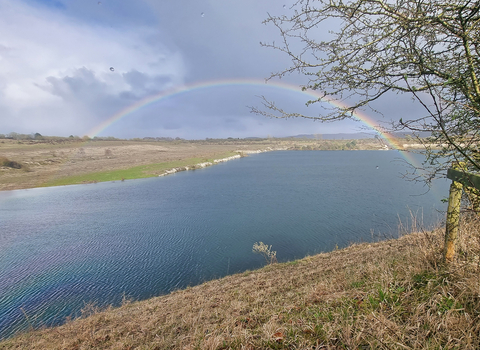 Rainbow over water, College Lake Nature Reserve