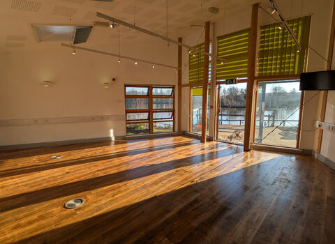 Interior of the Lakeside Room, an indoor space available for hire at the Nature Discovery Centre