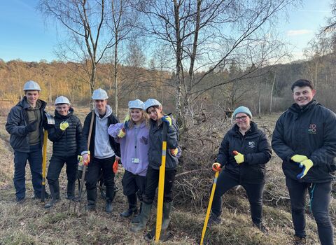 Students from the Berkshire College of Agriculture volunteering at Warburg Nature Reserve