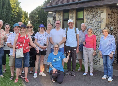 Community members gathered to celebrate the installation of swift boxes on the tower of St Peter's Church, Burnham, Buckinghamshire.